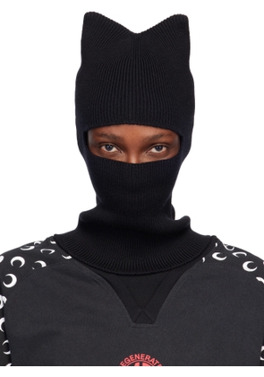 Marine Serre Black Merino Wool Knit Kawaii Balaclava