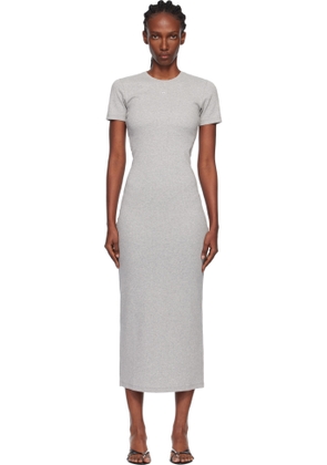 Marine Serre Gray Moon Logo Ribbed Jersey Tube Maxi Dress