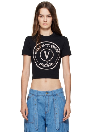 Versace Jeans Couture Black V-Emblem Slim-Fit T-shirt
