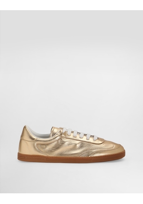 Dolce & Gabbana Saint Tropez Foiled Leather Sneakers - Man Sneakers Gold 42