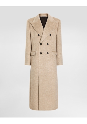 Dolce & Gabbana Long-haired Mohair Blend Double-breasted Coat - Man Coats And Jackets Beige 50