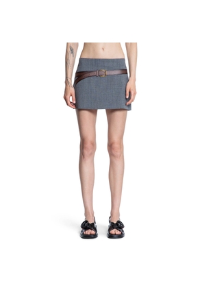 Technical Wool Mini Skirt with Printed Belt