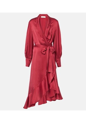 Zimmermann Ruffled silk satin wrap dress