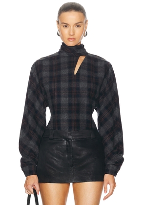 EZR Turtleneck Top in Wish Plaid - Grey. Size S (also in M).
