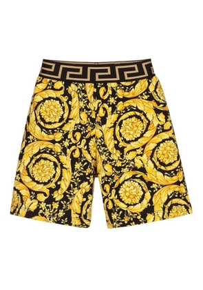 Young Versace Kids Barocco Print Cotton Shorts
