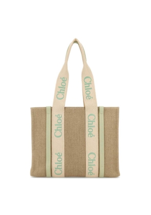 Chloe Woody Linen Shopping Bag - Light Eucalyptus