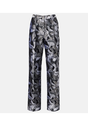 Dries Van Noten Jacquard high-rise wool straight pants