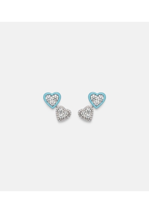 Kamyen Heart 18kt white gold earrings with diamonds and enamel