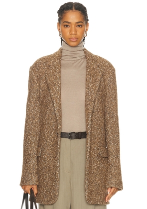R13 Oversized Ragged Blazer in Dark Camel Brown - Brown. Size L (also in XS).