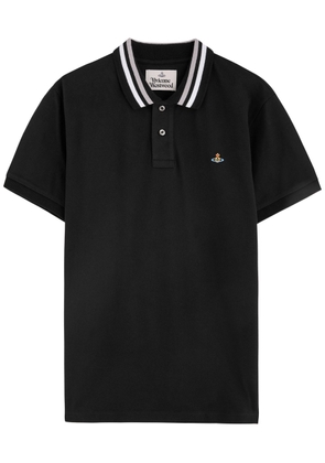 Vivienne Westwood Orb-embroidered Piqué Cotton Polo Shirt - Black - XL