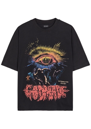 God Made Gods Eye Printed Cotton T-shirt - Black - S