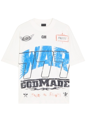 God Made War Printed Cotton T-shirt - Off White - L