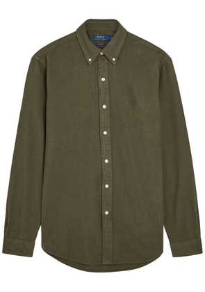 Polo Ralph Lauren Logo-embroidered Flannel Shirt - Dark Green - M