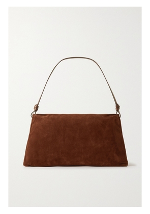 STAUD - Wally Leather-trimmed Suede Shoulder Bag - Brown - One size