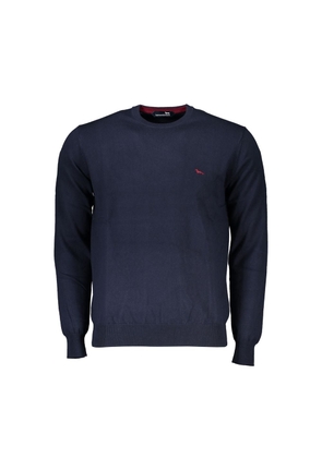 Crew Neck Embroidered Blue Sweater - XXL