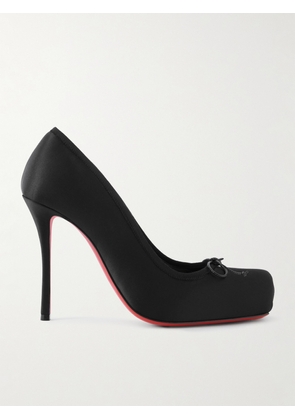 Christian Louboutin - Cassia Nodo 100 Bow-detailed Grosgrain-trimmed Satin-crepe Pumps - Black - IT35,IT35.5,IT36,IT36.5,IT37,IT37.5,IT38,IT38.5,IT39,IT39.5,IT40,IT40.5,IT41,IT41.5,IT42