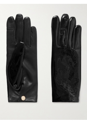 Agnelle - Funky Matte And Patent-leather Gloves - Black - 6,6.5,7,7.5,8,8.5