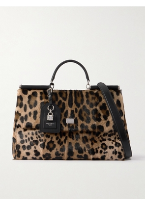 Dolce & Gabbana - Vittoria Leather-trimmed Leopard-print Goat Hair Shoulder Bag - Animal print - One size