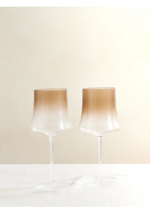 Brunello Cucinelli - Set Of Two Murano Wine Glasses - Brown - One size