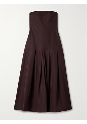 KALLMEYER - Maeve Pleated Wool-blend Twill Midi Dress - Brown - US0,US2,US4,US6,US8,US10,US12