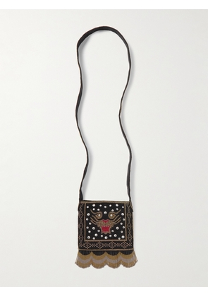 Valentino Garavani - Fringed Beaded Satin Shoulder Bag - Multi - One size