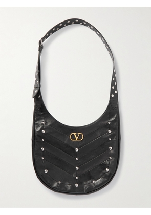 Valentino Garavani - Embellished Leather Shoulder Bag - Black - One size