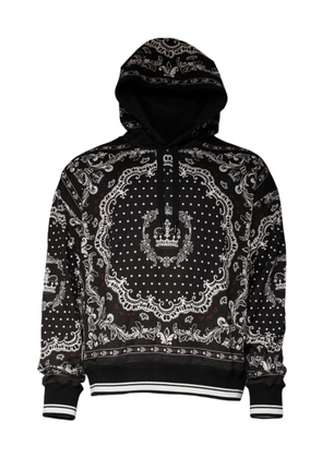 Dolce & Gabbana Black Bandana Print Crown Logo Cotton Hoodie Sweater - L