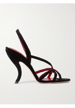 Valentino Garavani - Fetishique 105 Suede Slingback Sandals - Black - IT35,IT36,IT36.5,IT37,IT38,IT38.5,IT39,IT40,IT41