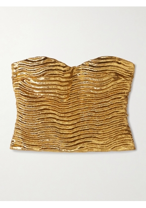 Ulla Johnson - Heleen Strapless Metallic Cloqué Bustier Top - Gold - US0,US2,US4,US6,US8,US10