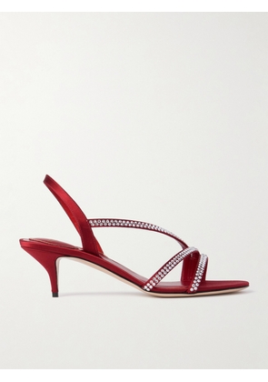 Valentino Garavani - Dans Le Foyer 55 Crystal-embellished Satin Slingback Sandals - Red - IT36,IT36.5,IT37,IT37.5,IT38,IT38.5,IT39,IT39.5,IT40,IT40.5,IT41