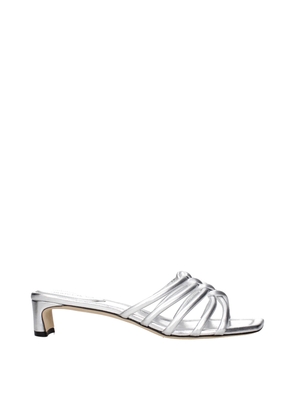 Jimmy Choo Gray Leather Flat Sandals - EU38/US8