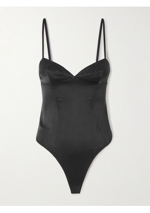 Kiki de Montparnasse - Tous Les Jours Stretch-silk Bodysuit - Black - x small,small,medium,large,x large