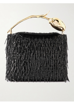 Erdem - Bloom Mini Embellished Mesh Clutch - Black - One size