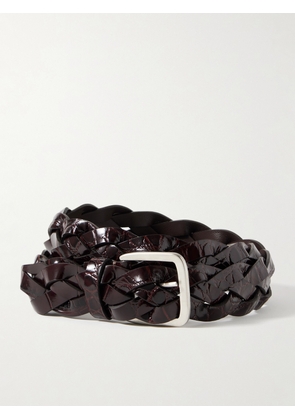 Proenza Schouler - Braided Glossed Croc-effect Leather Belt - Brown - One size