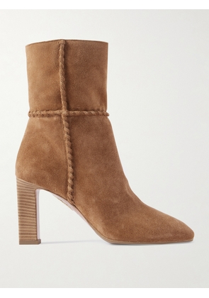 Aquazzura - Indy 85 Whipstitched Suede Ankle Boots - Brown - IT36,IT36.5,IT37,IT37.5,IT38,IT38.5,IT39,IT39.5,IT40,IT40.5,IT41,IT41.5,IT42