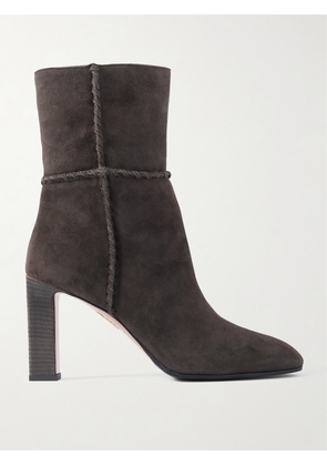 Aquazzura - Indy 85 Whipstitched Suede Ankle Boots - Gray - IT36,IT36.5,IT37,IT37.5,IT38,IT38.5,IT39,IT39.5,IT40,IT40.5,IT41,IT41.5,IT42