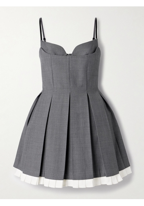 SHUSHU/TONG - Layered Pleated Twill Dress - Gray - UK 4,UK 6,UK 8,UK 10,UK 12,UK 14,UK 16