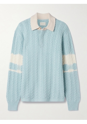 Aimé Leon Dore - Cable-knit Striped Wool And Cotton-blend Polo Shirt - Blue - x small,small,medium
