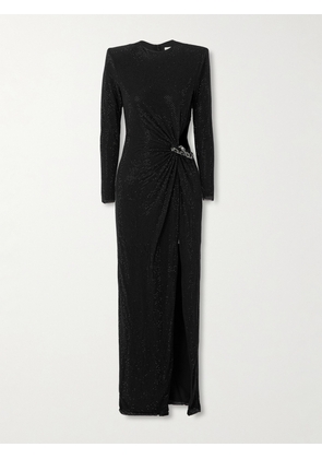 Self-Portrait - Embellished Mesh Maxi Dress - Black - UK 4,UK 6,UK 8,UK 10,UK 12,UK 14,UK 16