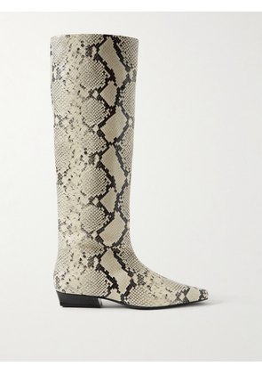 STAUD - Wally Snake-effect Leather Knee Boots - Animal print - IT36,IT36.5,IT37,IT37.5,IT38,IT38.5,IT39,IT39.5,IT40,IT41,IT42