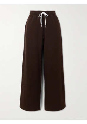 Polo Ralph Lauren - Cotton-blend Jersey Wide-leg Track Pants - Brown - xx small,x small,small,medium,large,x large