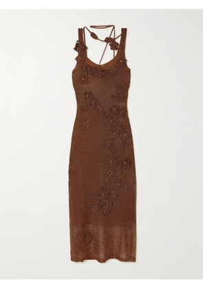 Cult Gaia - Pemma Appliquéd Knitted Midi Dress - Brown - xx small,x small,small,medium,large,x large