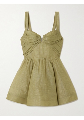 Zimmermann - Rebellion Linen And Silk-blend Mini Dress - Green - 00,0,1,2,3,4