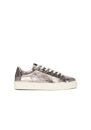 ALLSAINTS Shana Met Sneaker in Metallic Silver. Size 40. Also in 39.