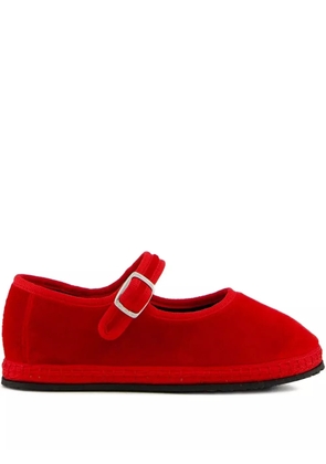 PIEDATERRE velvet buckled ballet flats - Red
