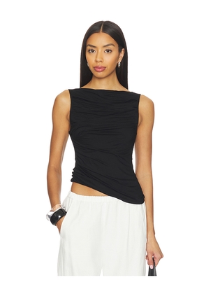 Enza Costa Sleeveless Draped Boatneck Top in Black. Size S. Also in L, M, XS.