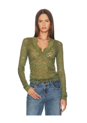 Free People All Day Lace Long Sleeve in Olive. Size L. Also in S, XS.