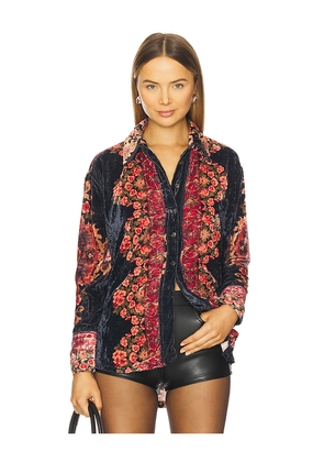 Free People x We The Free One Night Velvet Top In Night Owl Combo in Black. Size M. Also in S, XS.