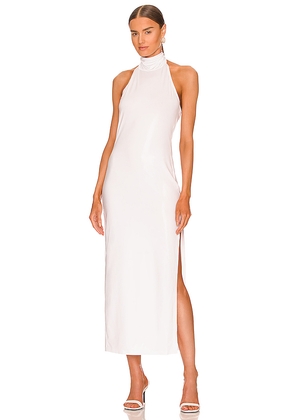Norma Kamali Halter Turtle Side Slit Gown in White. Size XS. Also in L, M.