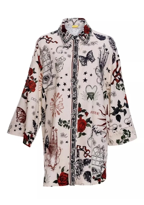 Agua Bendita Chrissy rose-print shirt - White